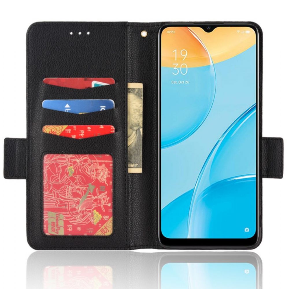 Folio-hoesje voor Oppo A15 Flip Case Litchi Met Dubbele Klep Nieuwe Kleuren