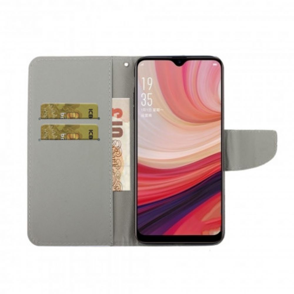 Folio-hoesje voor Oppo A15 Marmer Met Riem