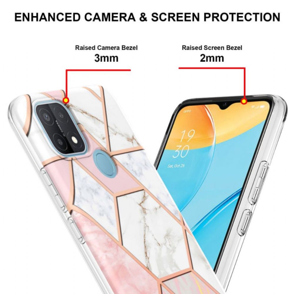 Hoesje voor Oppo A15 Flitsachtig Geometrisch Marmer