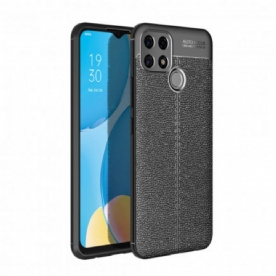 Telefoonhoesje voor Oppo A15 Dubbele Lijn Litchi Leder Effect