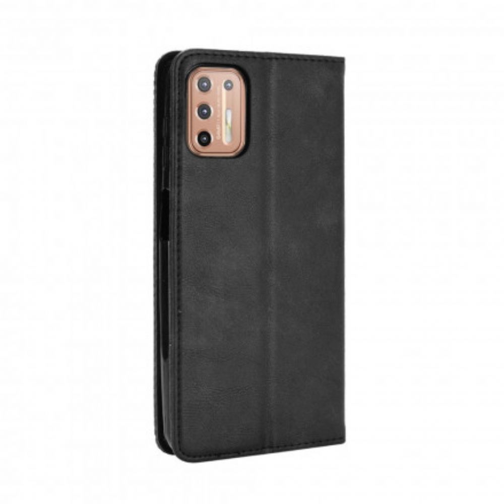 Bescherming Hoesje voor Moto G9 Plus Folio-hoesje Gestyled Vintage Leereffect