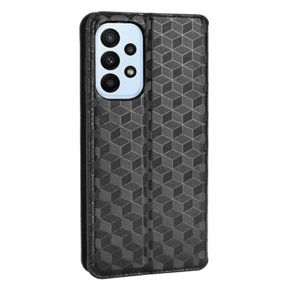 Bescherming Hoesje voor Samsung Galaxy M23 5G Folio-hoesje 3d-kubus Leereffect