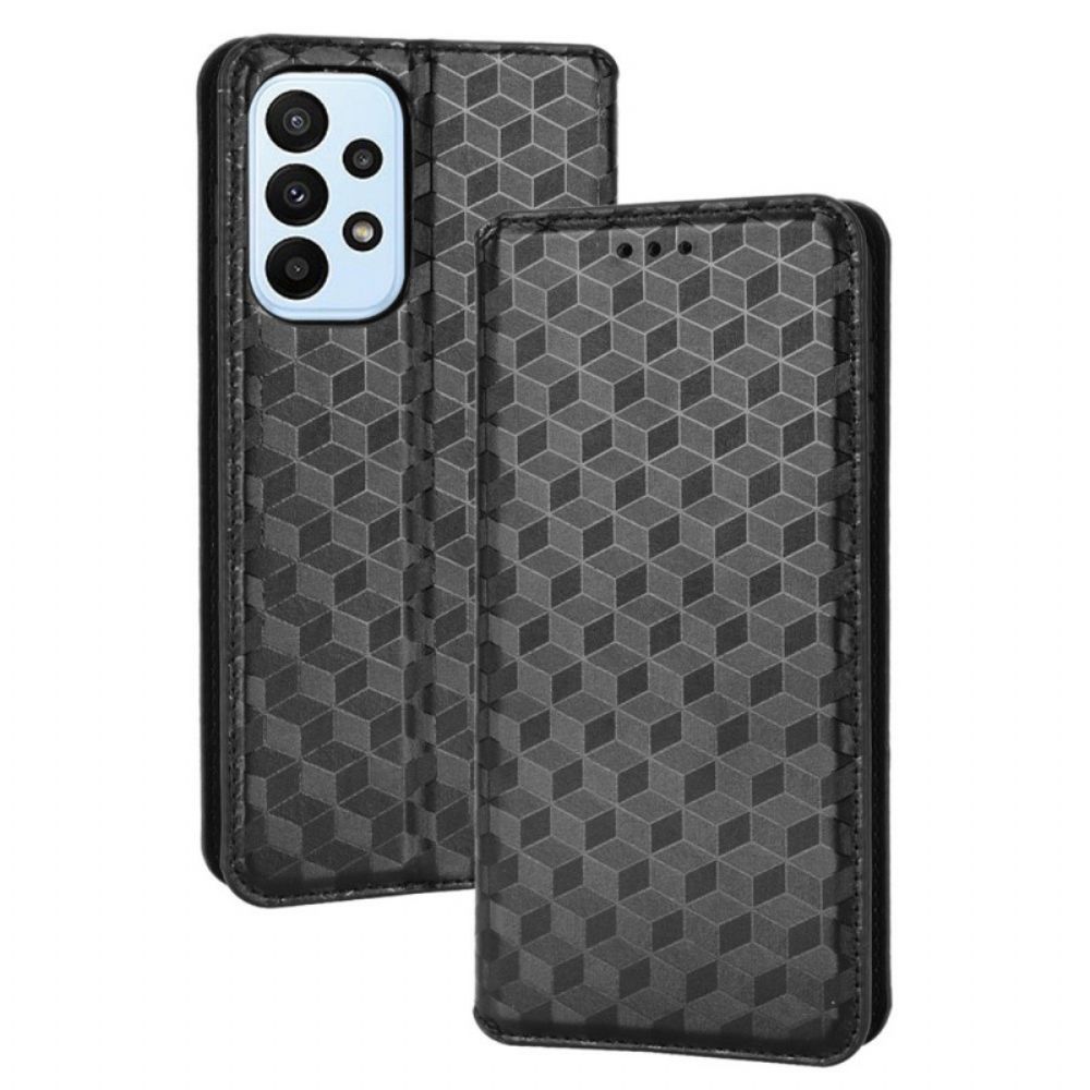 Bescherming Hoesje voor Samsung Galaxy M23 5G Folio-hoesje 3d-kubus Leereffect