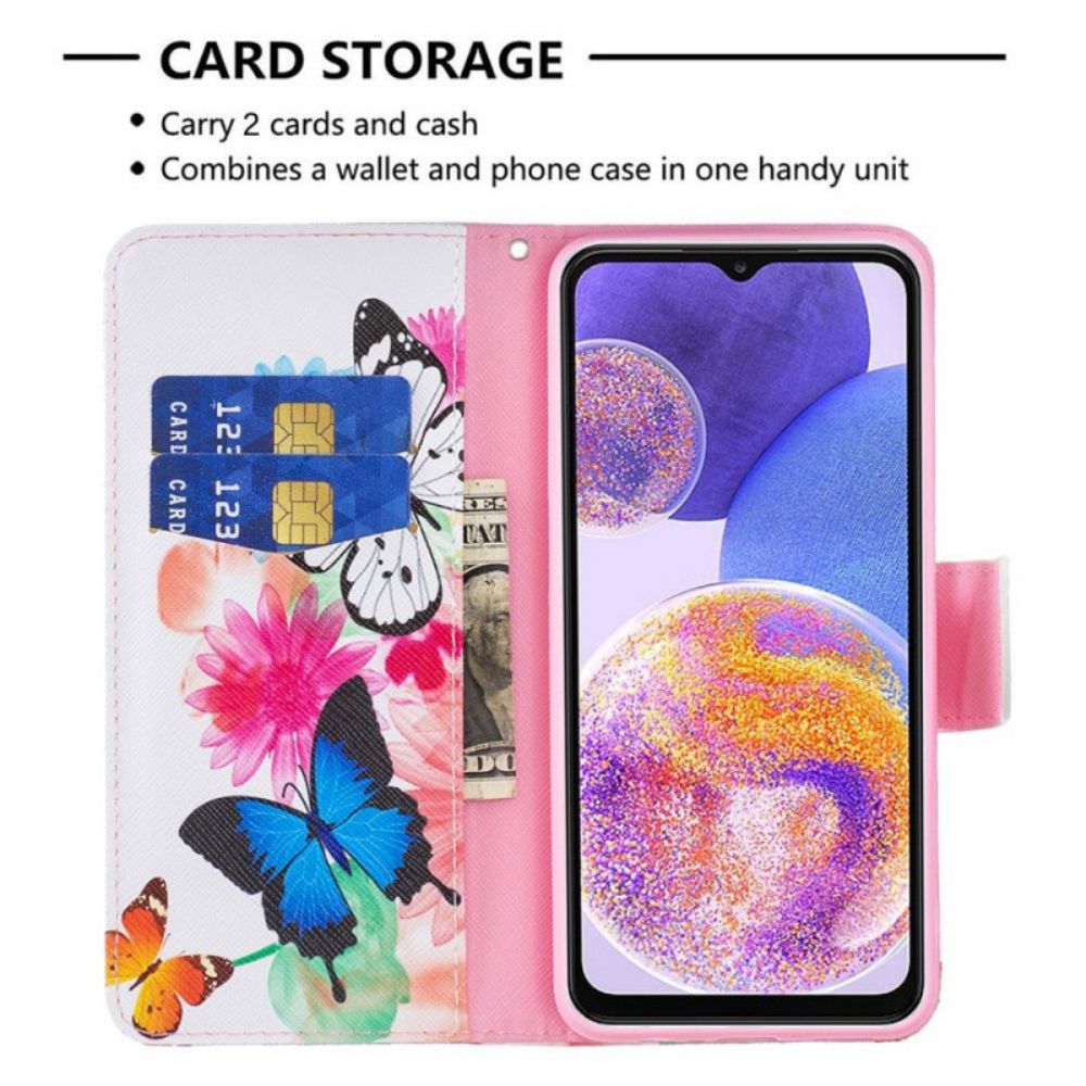 Folio-hoesje voor Samsung Galaxy M23 5G Aquarel Vlinders