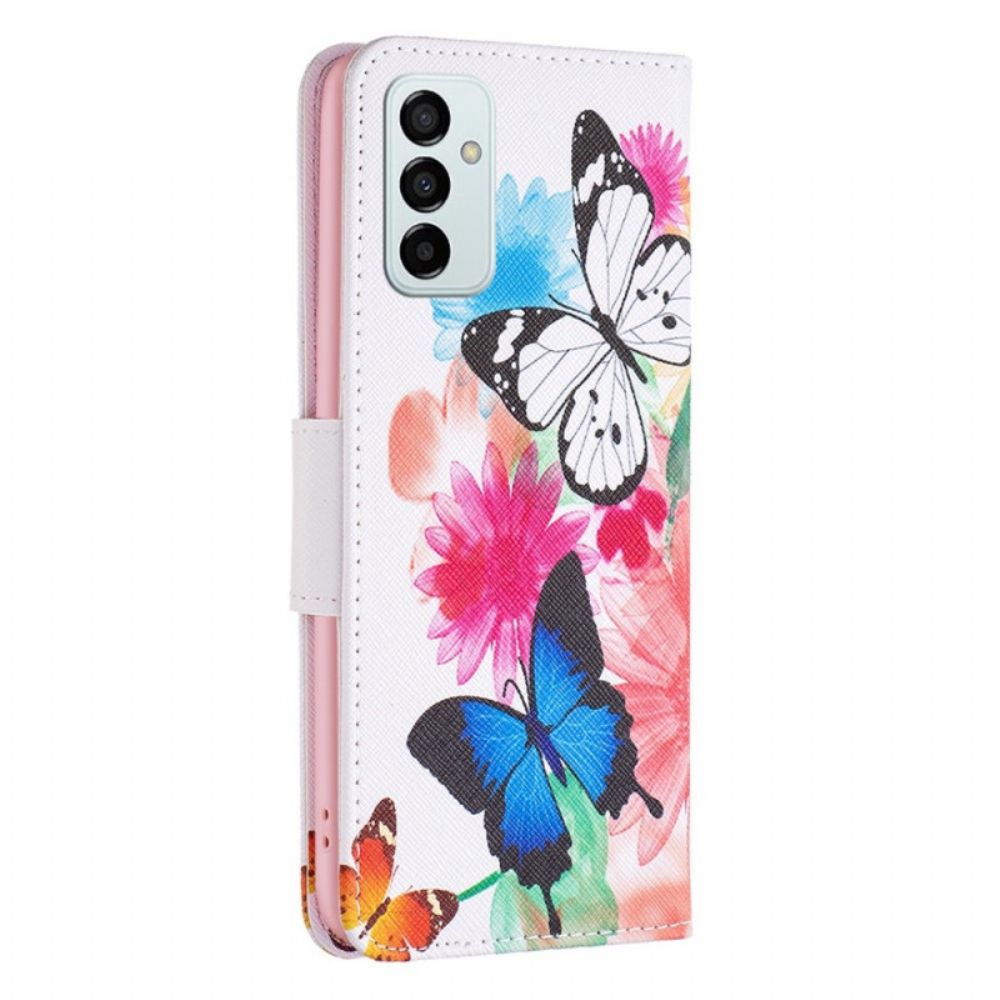 Folio-hoesje voor Samsung Galaxy M23 5G Aquarel Vlinders