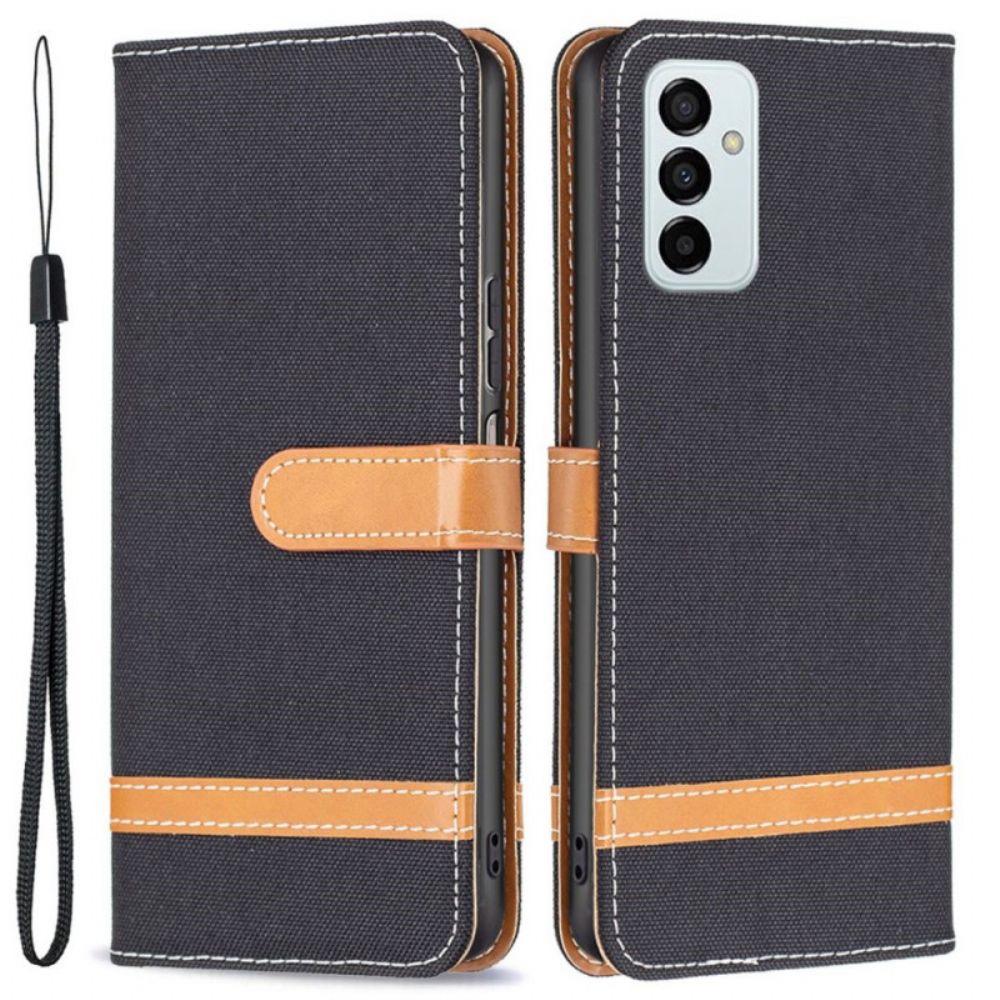 Folio-hoesje voor Samsung Galaxy M23 5G Doek Met Riem