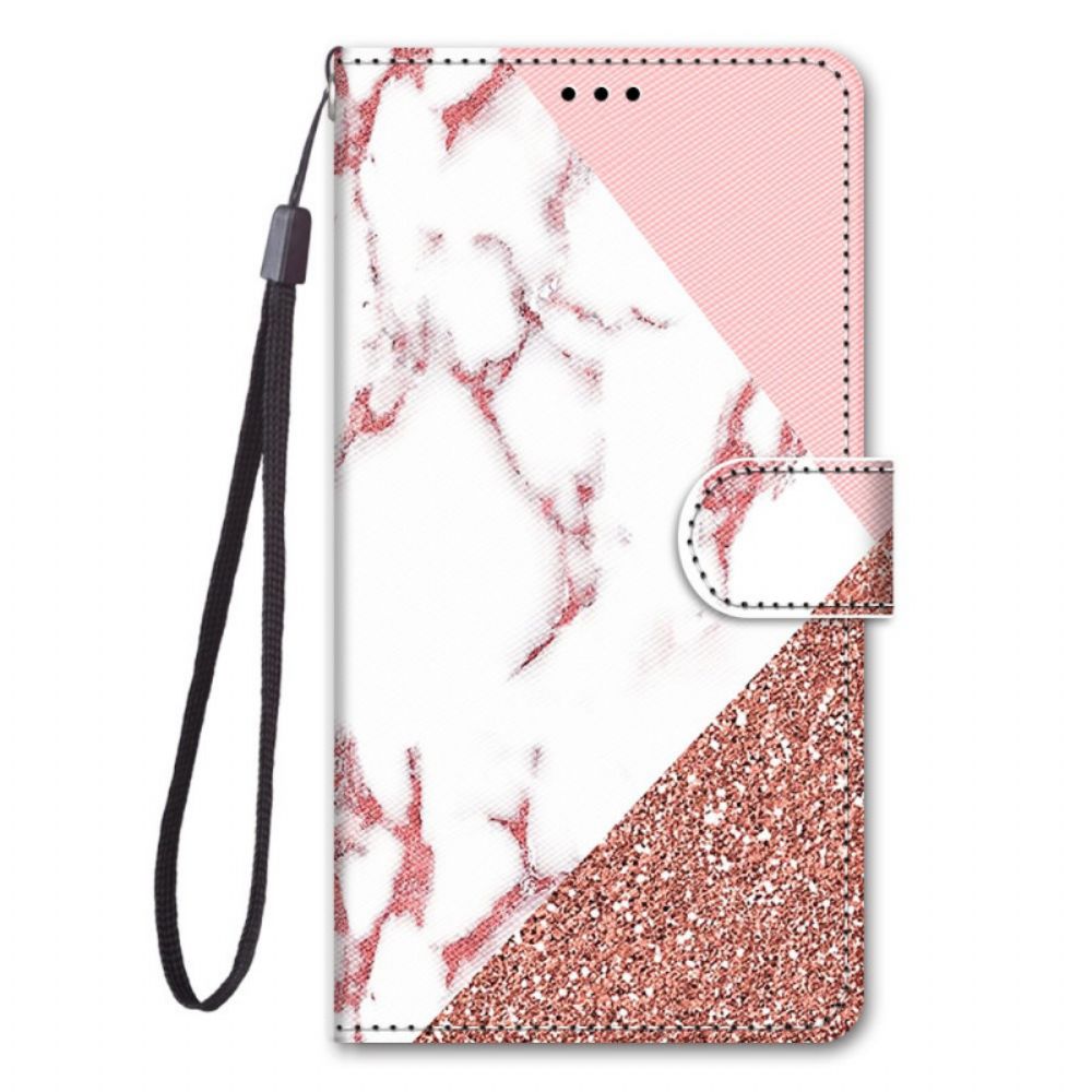 Folio-hoesje voor Samsung Galaxy M23 5G Marmer En Glitter Driehoek