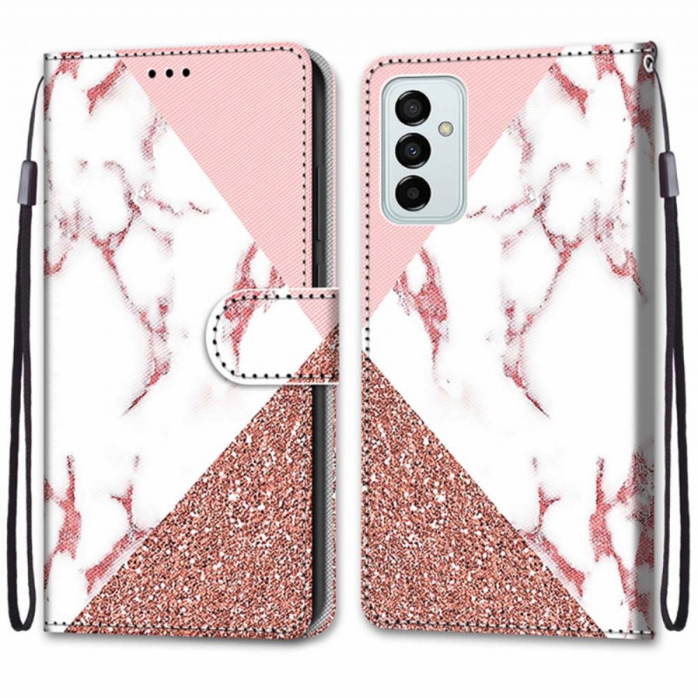 Folio-hoesje voor Samsung Galaxy M23 5G Marmer En Glitter Driehoek