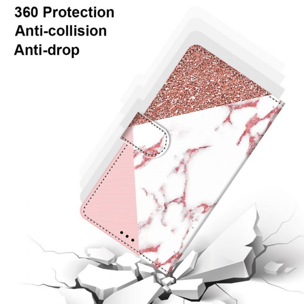 Folio-hoesje voor Samsung Galaxy M23 5G Marmer En Glitter Driehoek