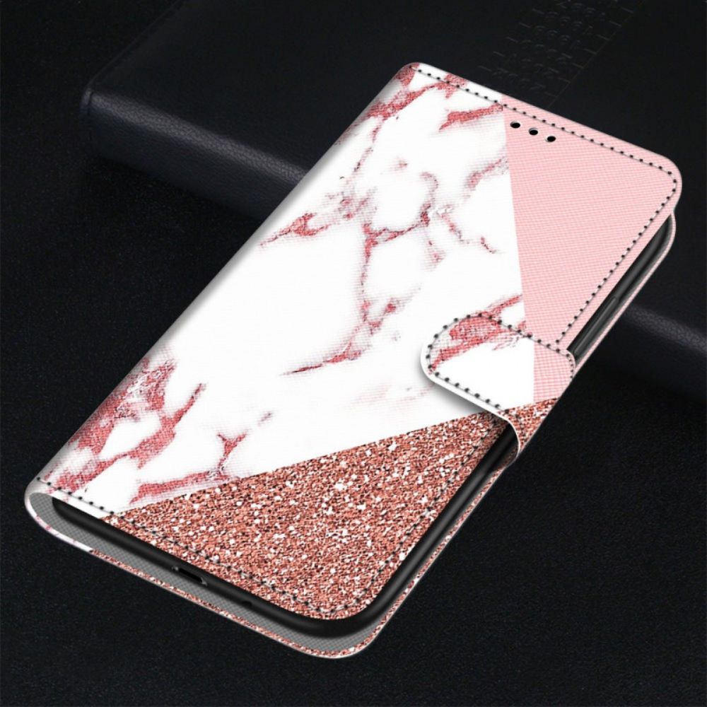 Folio-hoesje voor Samsung Galaxy M23 5G Marmer En Glitter Driehoek