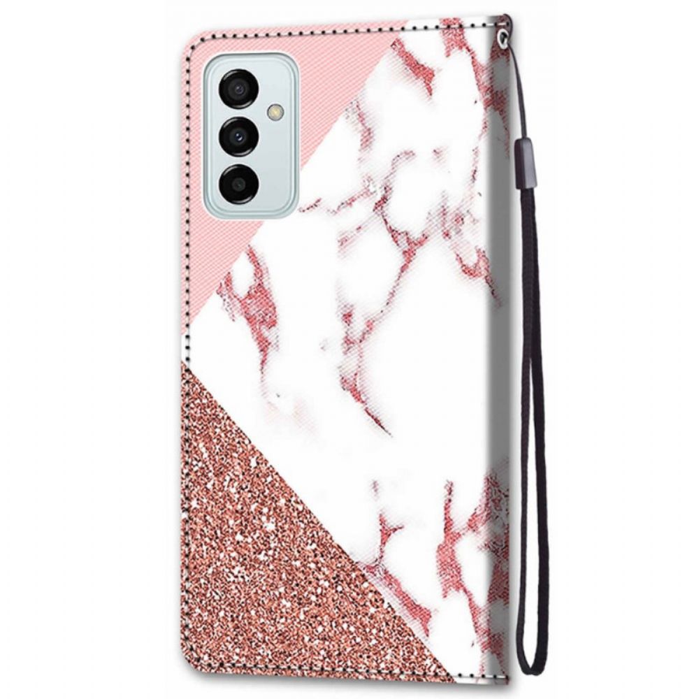 Folio-hoesje voor Samsung Galaxy M23 5G Marmer En Glitter Driehoek