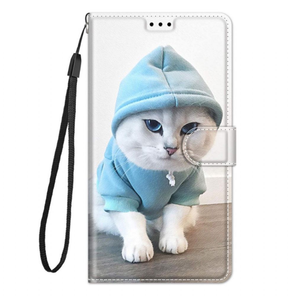 Folio-hoesje voor Samsung Galaxy M23 5G Met Ketting Thong Kat Fan