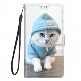 Folio-hoesje voor Samsung Galaxy M23 5G Met Ketting Thong Kat Fan