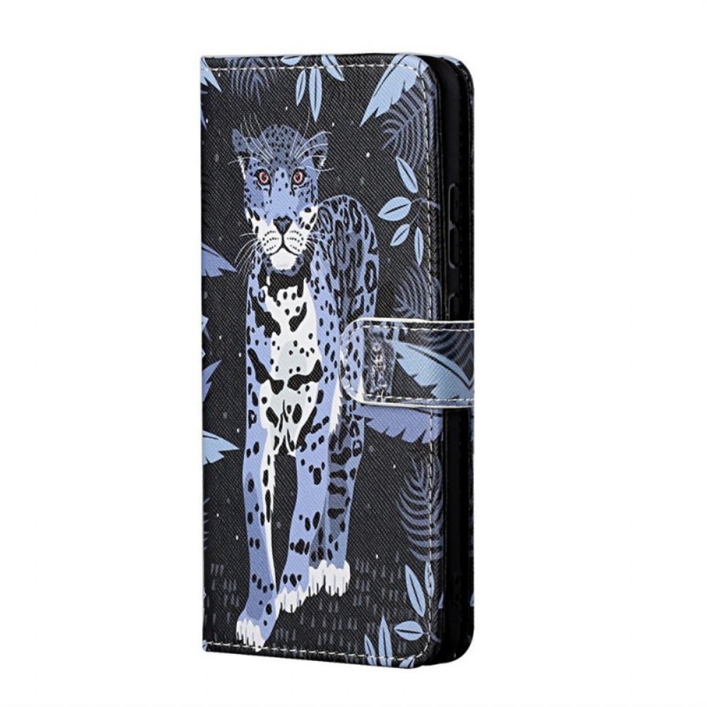 Folio-hoesje voor Samsung Galaxy M23 5G Met Ketting Thong Luipaard