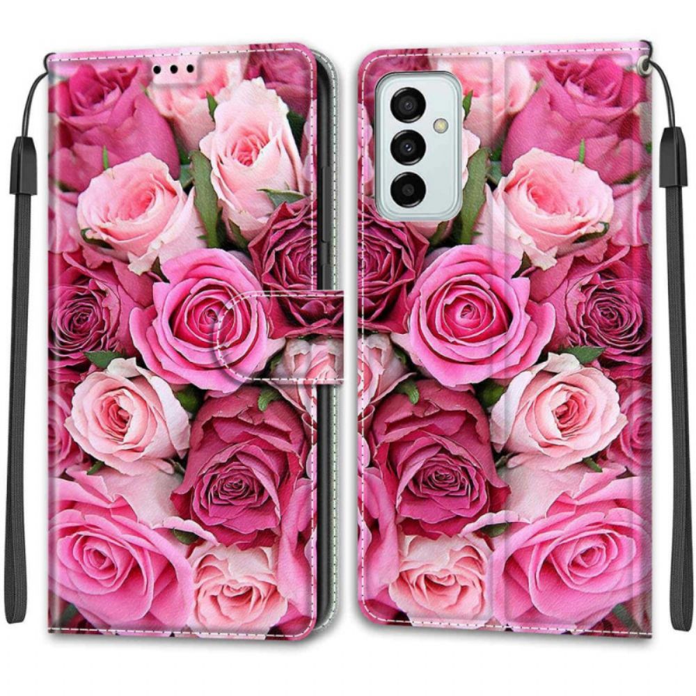 Folio-hoesje voor Samsung Galaxy M23 5G Rozen Met Riem