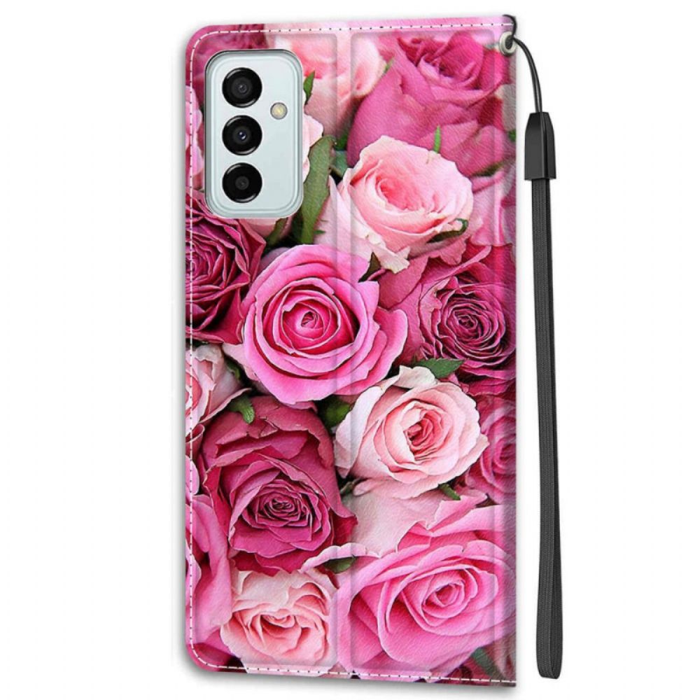 Folio-hoesje voor Samsung Galaxy M23 5G Rozen Met Riem