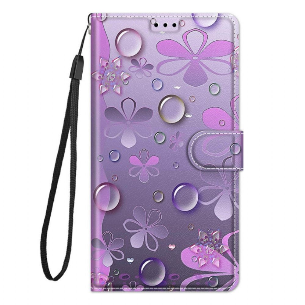 Folio-hoesje voor Samsung Galaxy M23 5G Waterdruppels Met Lanyard