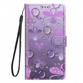 Folio-hoesje voor Samsung Galaxy M23 5G Waterdruppels Met Lanyard