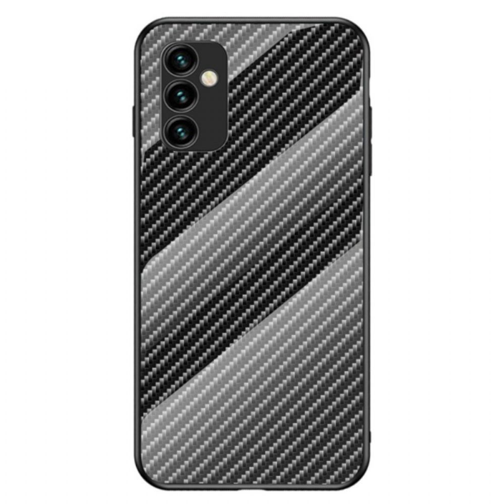 Hoesje voor Samsung Galaxy M23 5G Koolstofvezel Gehard Glas