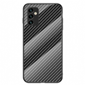 Hoesje voor Samsung Galaxy M23 5G Koolstofvezel Gehard Glas