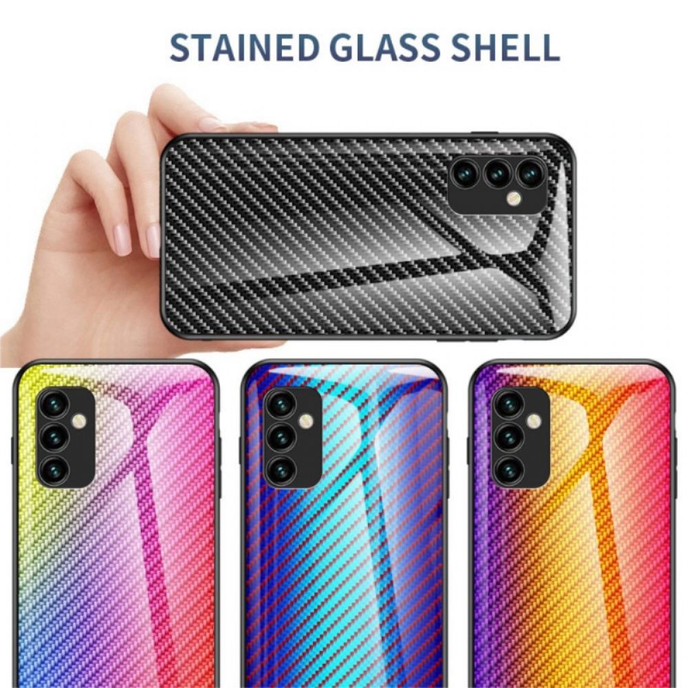 Hoesje voor Samsung Galaxy M23 5G Koolstofvezel Gehard Glas