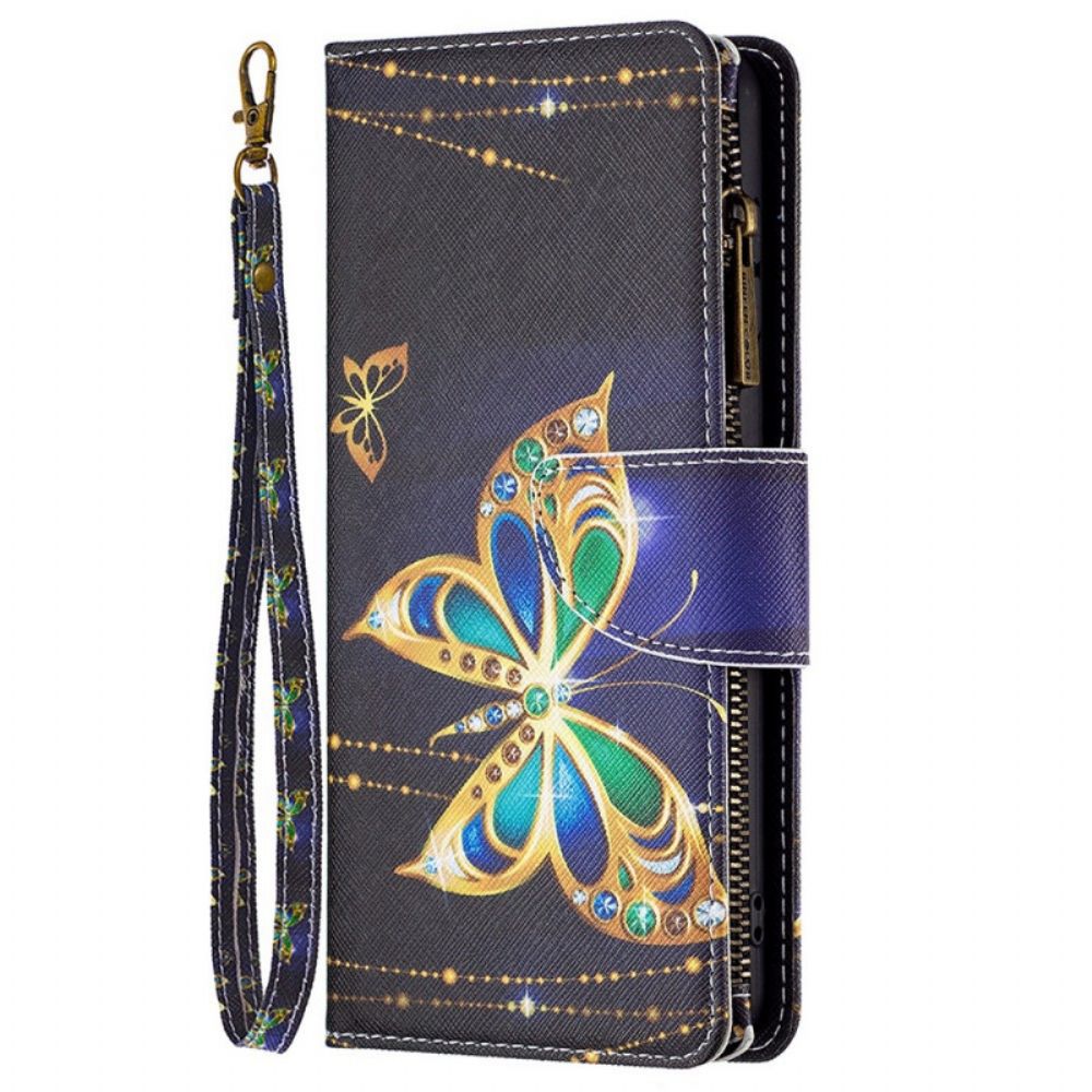 Leren Hoesje voor Samsung Galaxy M23 5G Butterfly Portemonnee En Lanyard