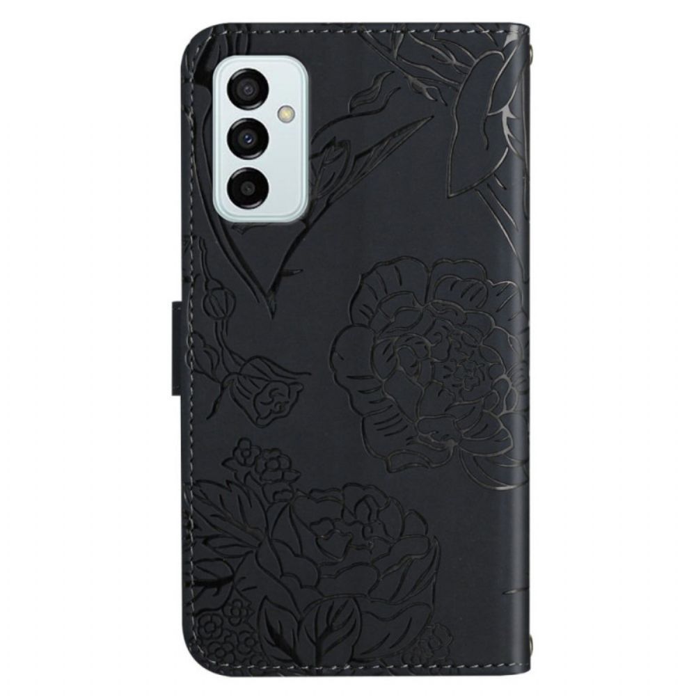 Leren Hoesje voor Samsung Galaxy M23 5G Discrete Vlinders En Koord