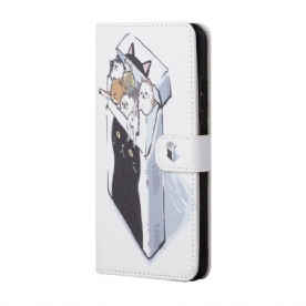 Leren Hoesje voor Samsung Galaxy M23 5G Met Ketting Thong Katten