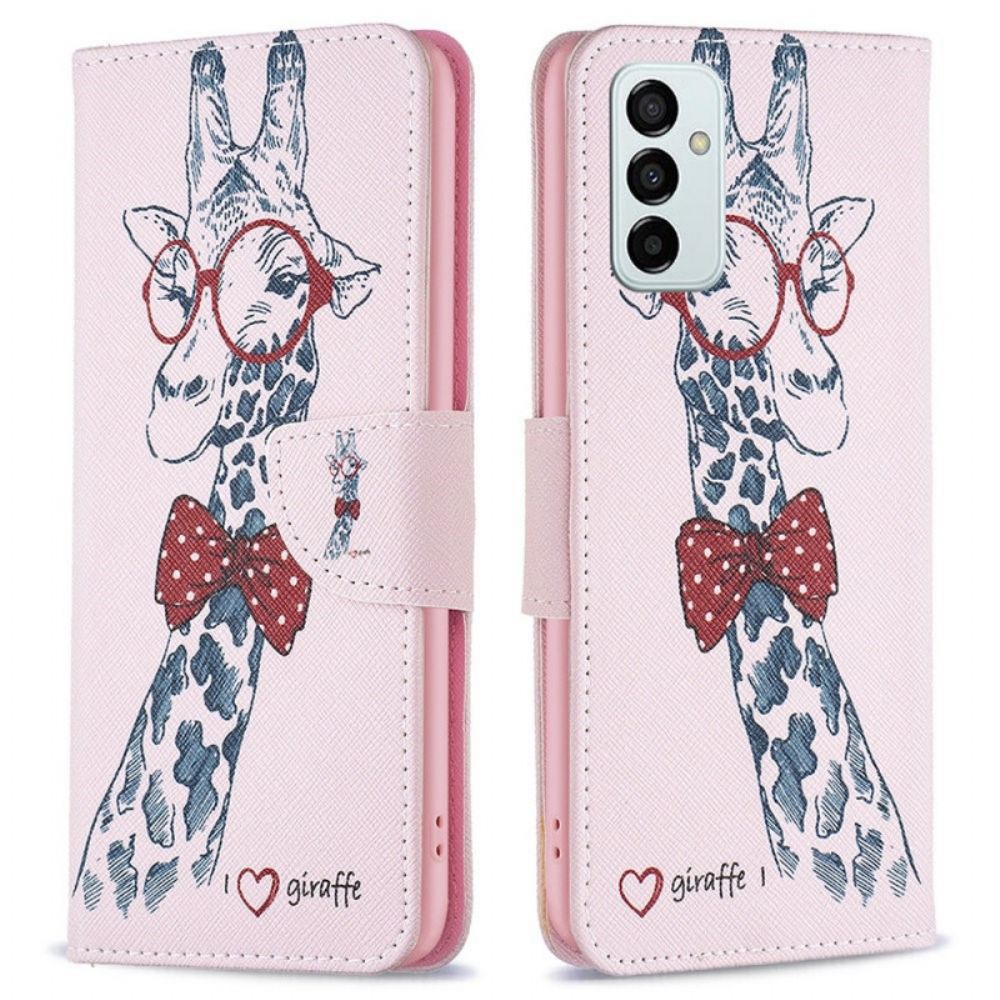 Leren Hoesje voor Samsung Galaxy M23 5G Nerdy Giraf