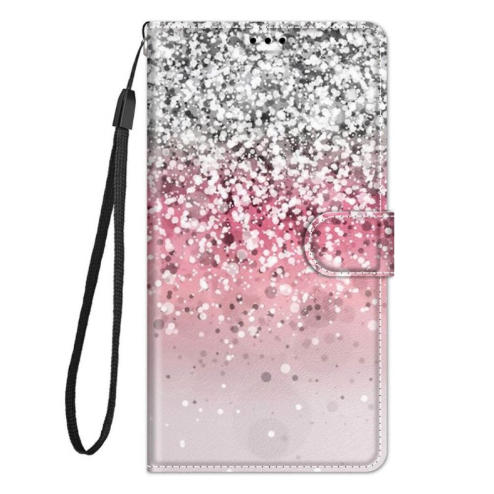 Leren Hoesje voor Samsung Galaxy M23 5G Pailletten Met Riem