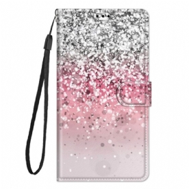 Leren Hoesje voor Samsung Galaxy M23 5G Pailletten Met Riem