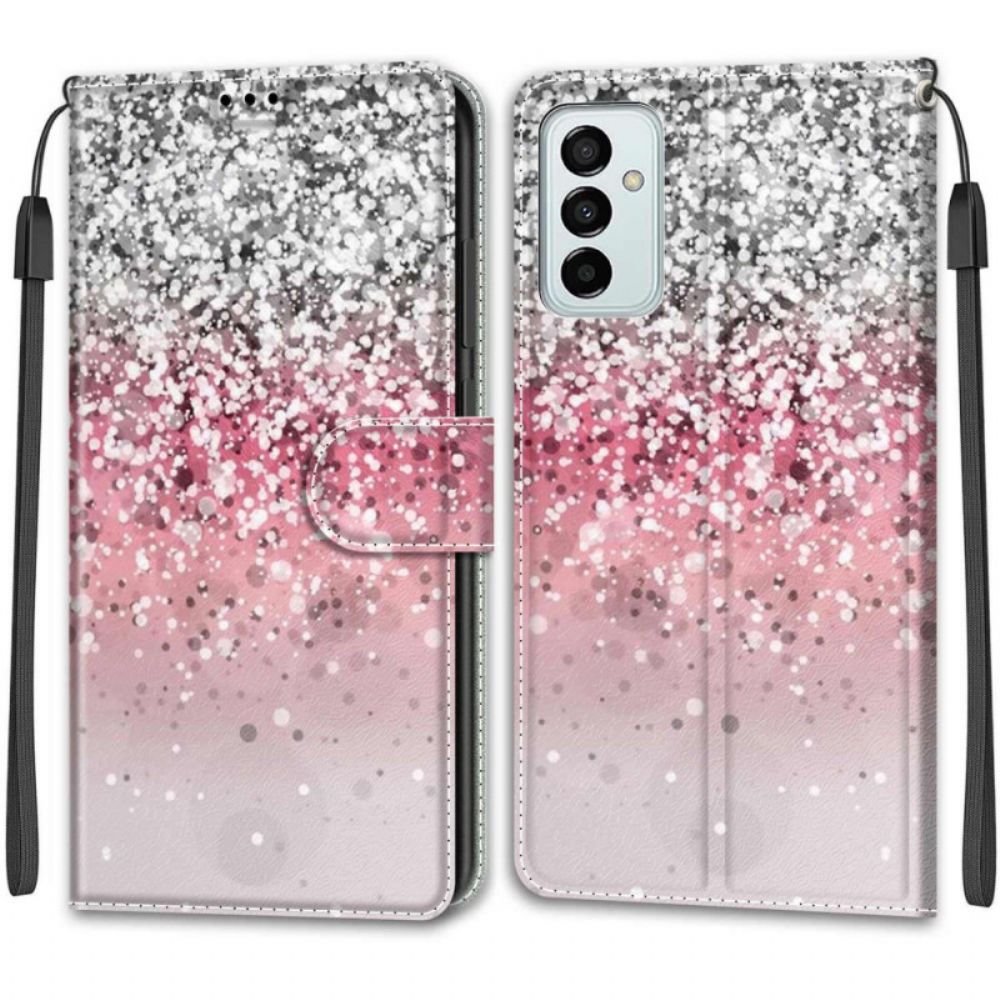 Leren Hoesje voor Samsung Galaxy M23 5G Pailletten Met Riem