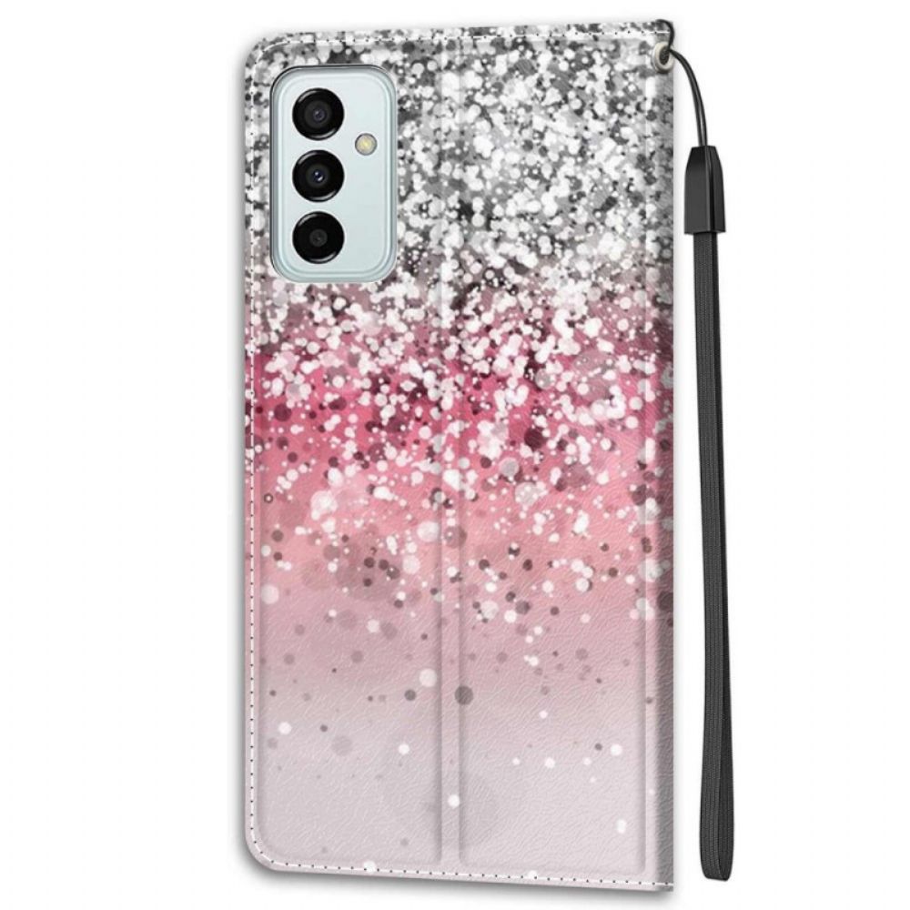 Leren Hoesje voor Samsung Galaxy M23 5G Pailletten Met Riem