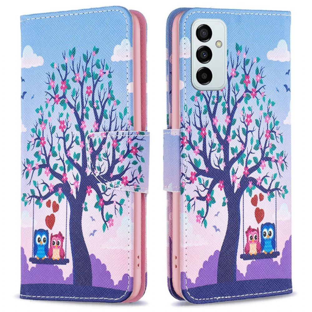 Leren Hoesje voor Samsung Galaxy M23 5G Uilen Op De Schommel