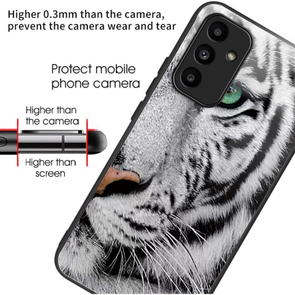 Case Hoesje Samsung Galaxy A15 Telefoonhoesje Tijgerkop Gehard Glas