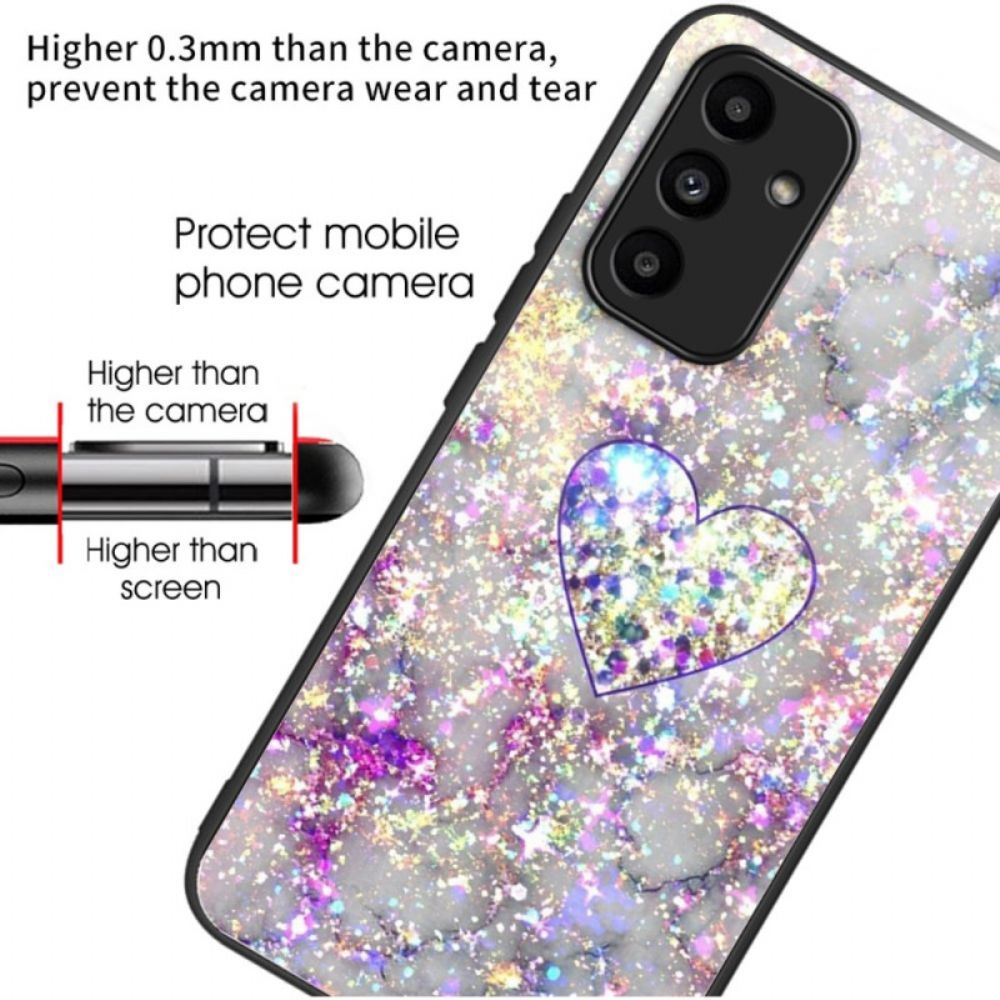 Cover Hoesje Samsung Galaxy A15 Telefoonhoesje Glanzend Hartgehard Glas