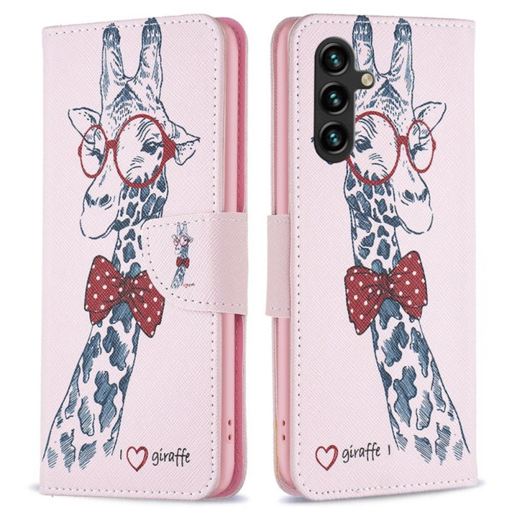 Flip Case Leren Samsung Galaxy A15 Intellectuele Giraffe