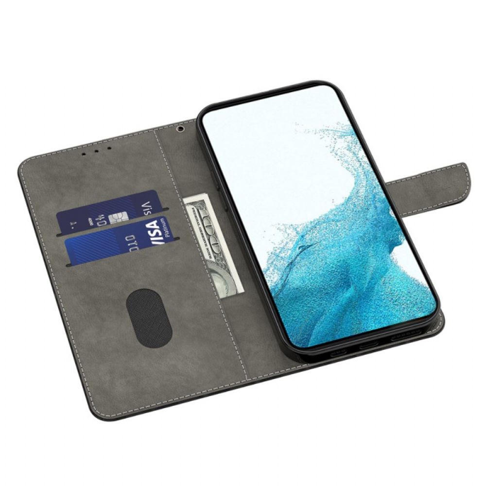 Flip Case Leren Samsung Galaxy A15 Vliegenier Kat Met Riem