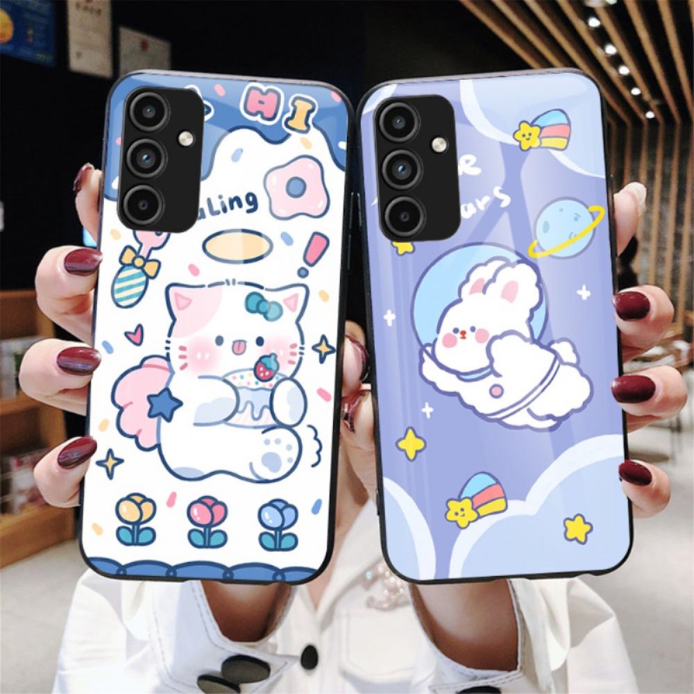 Hoesje Voor Samsung Galaxy A15 Cartoon Gehard Glas