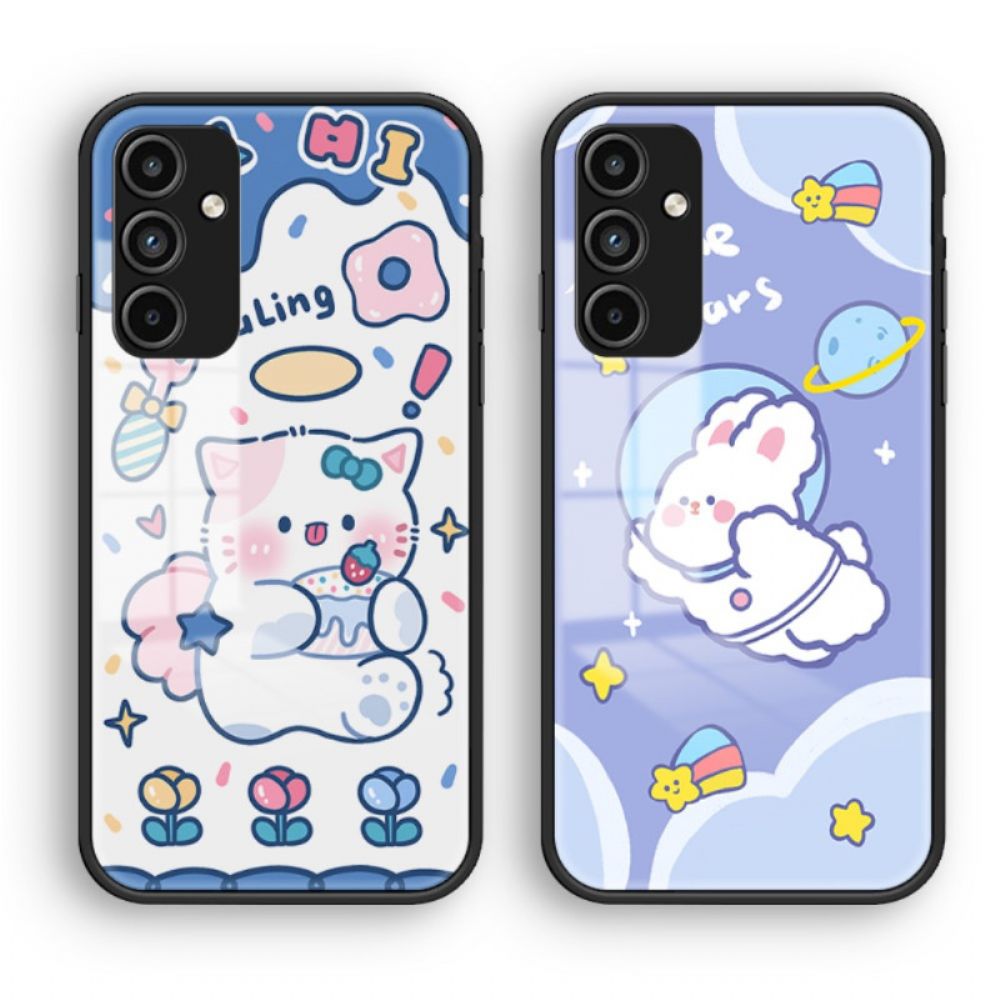 Hoesje Voor Samsung Galaxy A15 Cartoon Gehard Glas