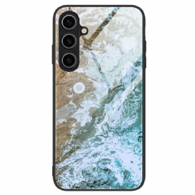 Hoesje Voor Samsung Galaxy A15 Gehard Glas In Marmerstijl