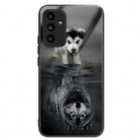 Hoesje Voor Samsung Galaxy A15 Puppy Dream Gehard Glas