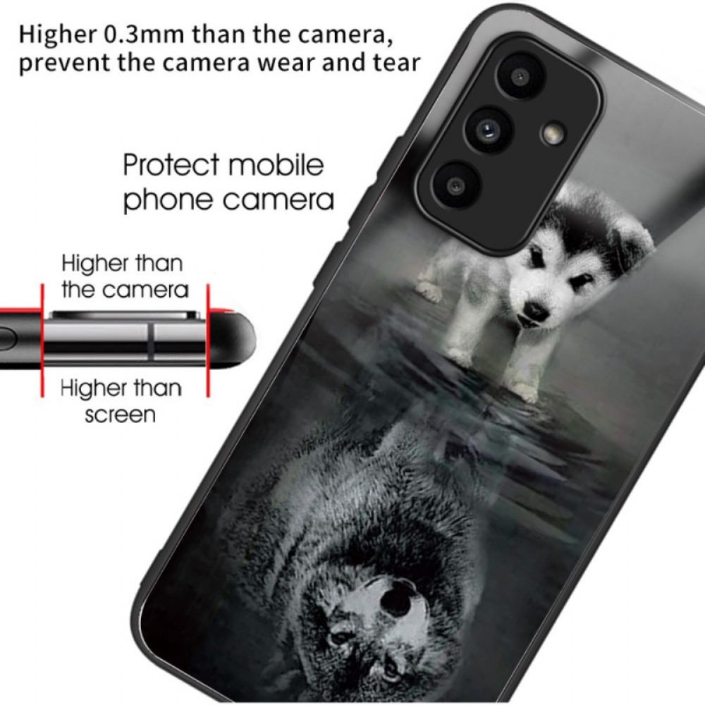 Hoesje Voor Samsung Galaxy A15 Puppy Dream Gehard Glas