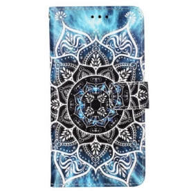 Leren Hoesje Samsung Galaxy A15 Bloemenmandala Met Riempje Bescherming Hoesje