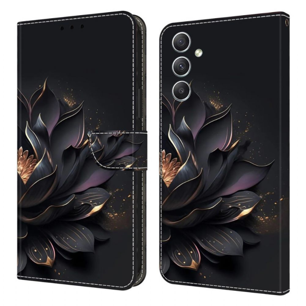 Leren Hoesje Samsung Galaxy A15 Paarse Lotus Bescherming Hoesje