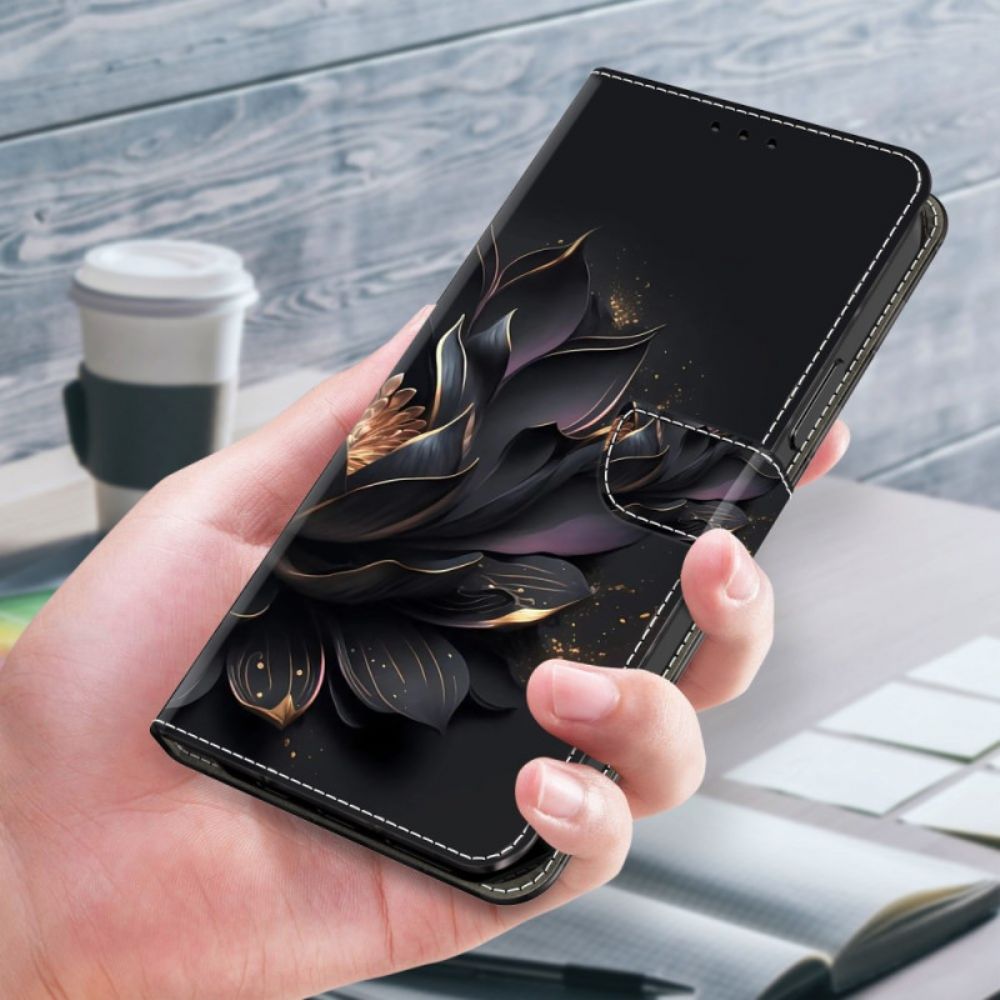 Leren Hoesje Samsung Galaxy A15 Paarse Lotus Bescherming Hoesje