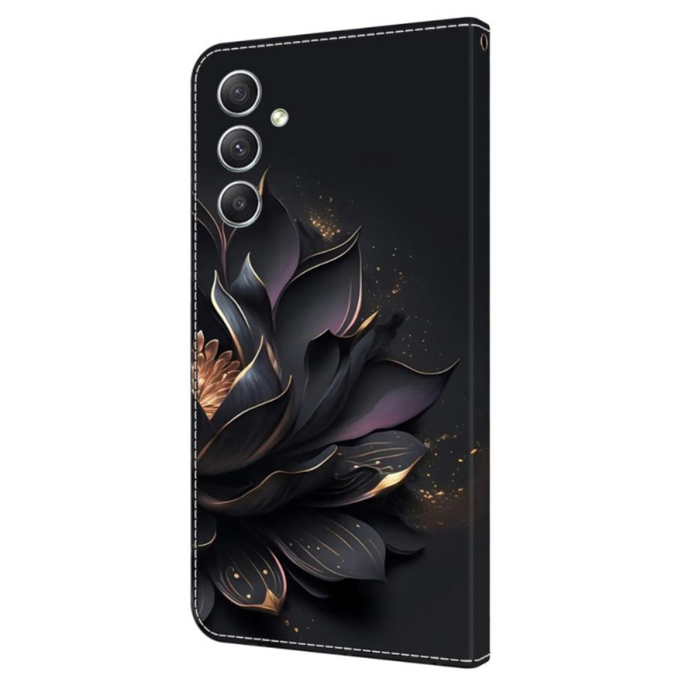 Leren Hoesje Samsung Galaxy A15 Paarse Lotus Bescherming Hoesje