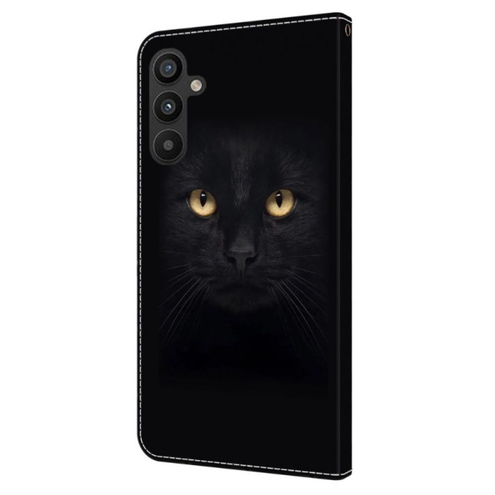 Leren Hoesje Samsung Galaxy A15 Zwarte Kat Bescherming Hoesje