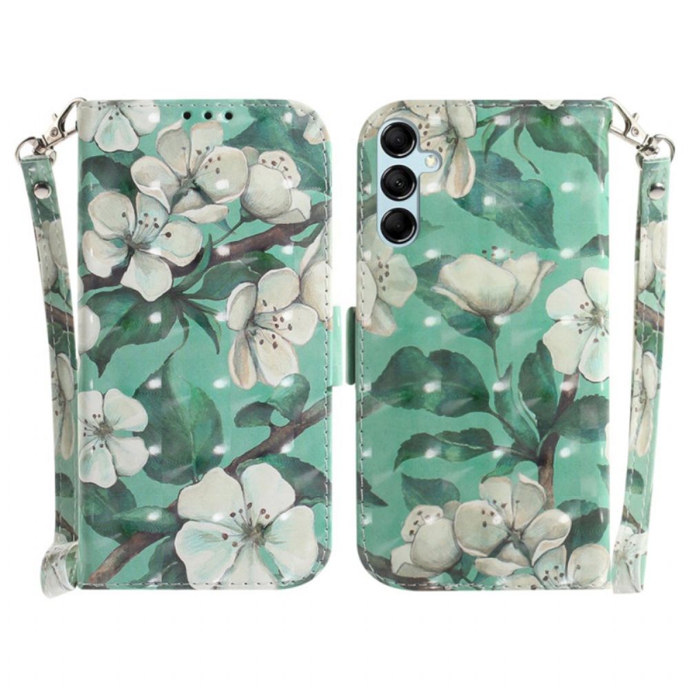 Leren Hoesje Voor Samsung Galaxy A15 Aquarelbloemen