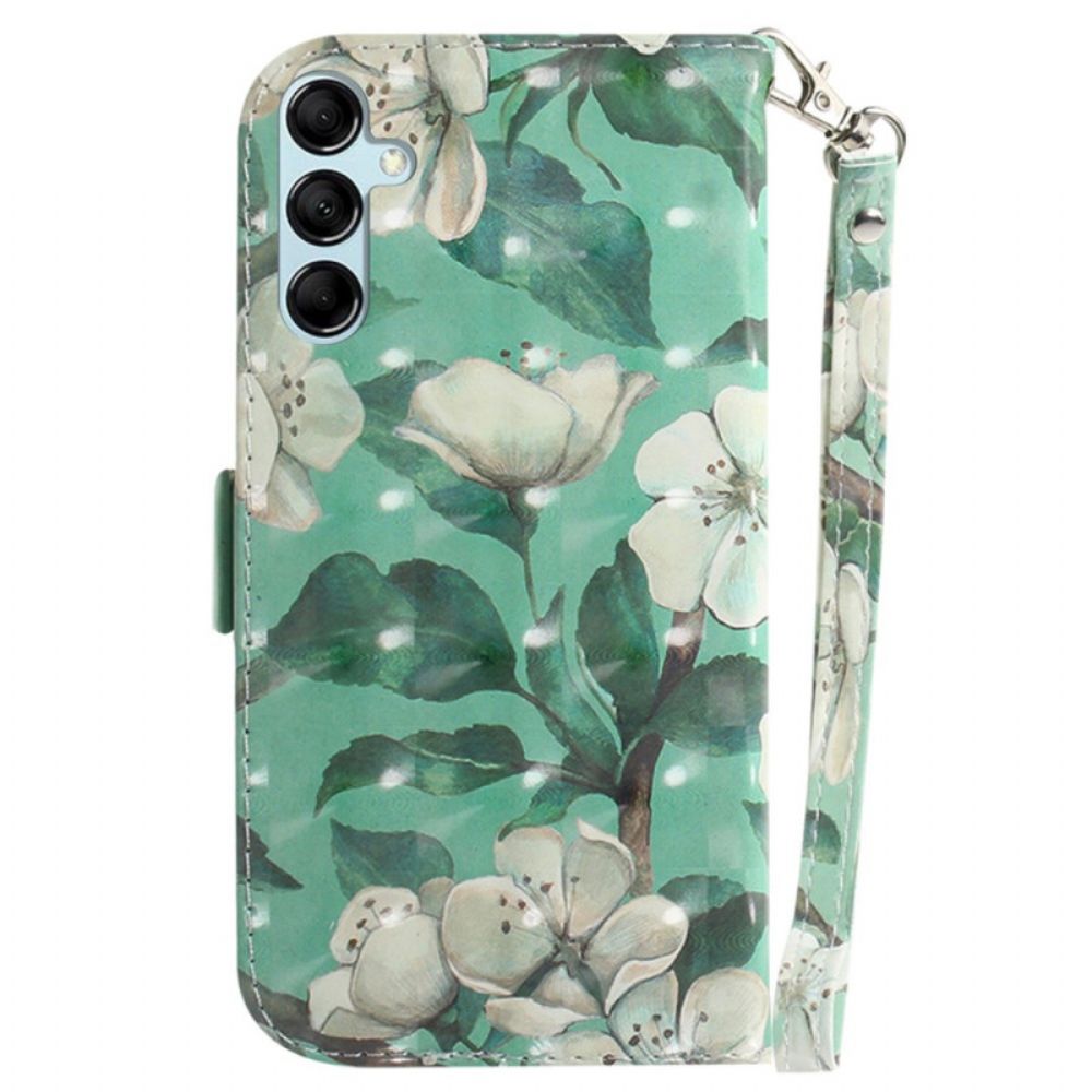 Leren Hoesje Voor Samsung Galaxy A15 Aquarelbloemen